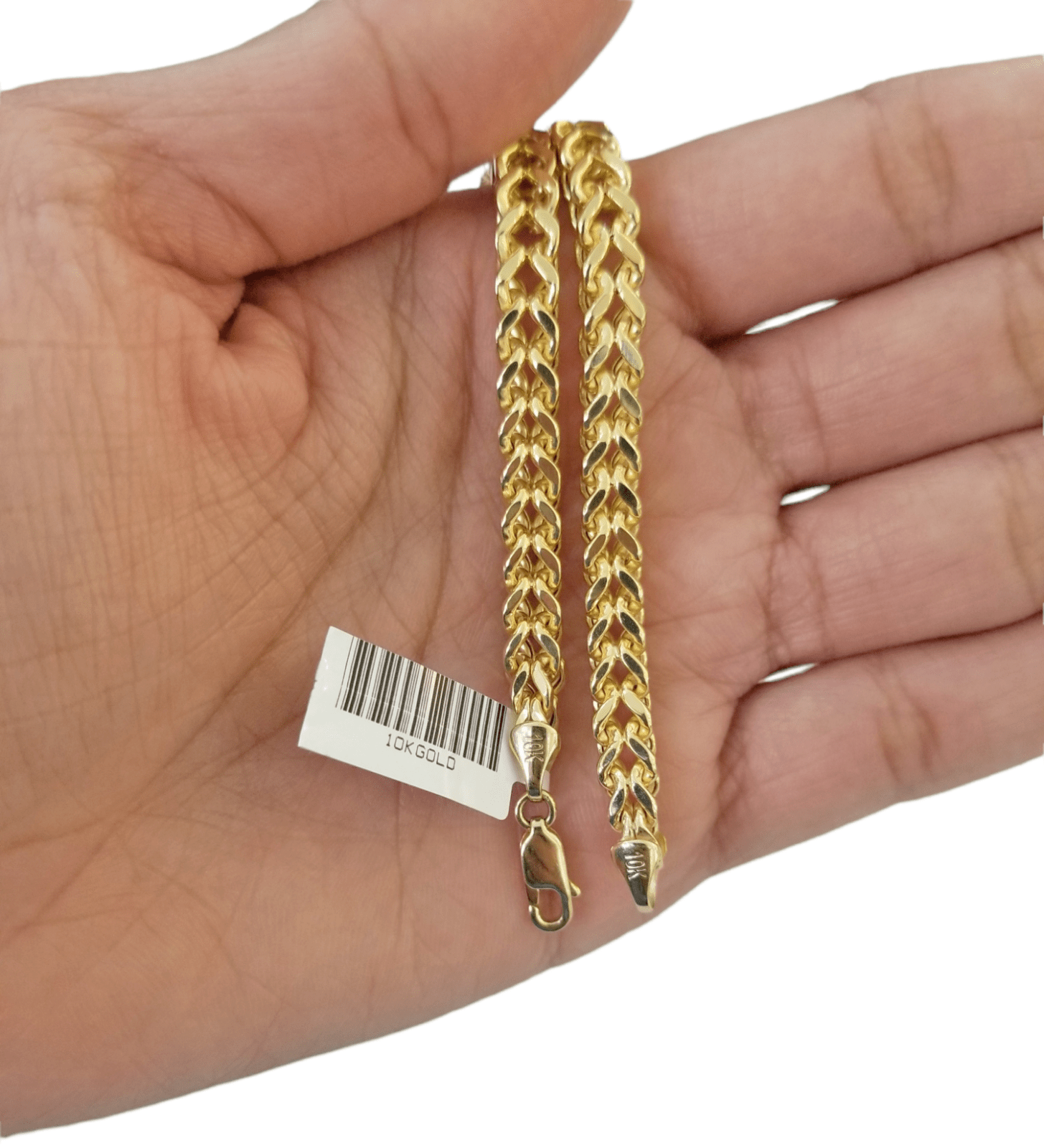 10k Yellow Gold Franco Chain 22 24 26 28" Inch Real Gold 7mm Box Necklace - GoldenlinQ