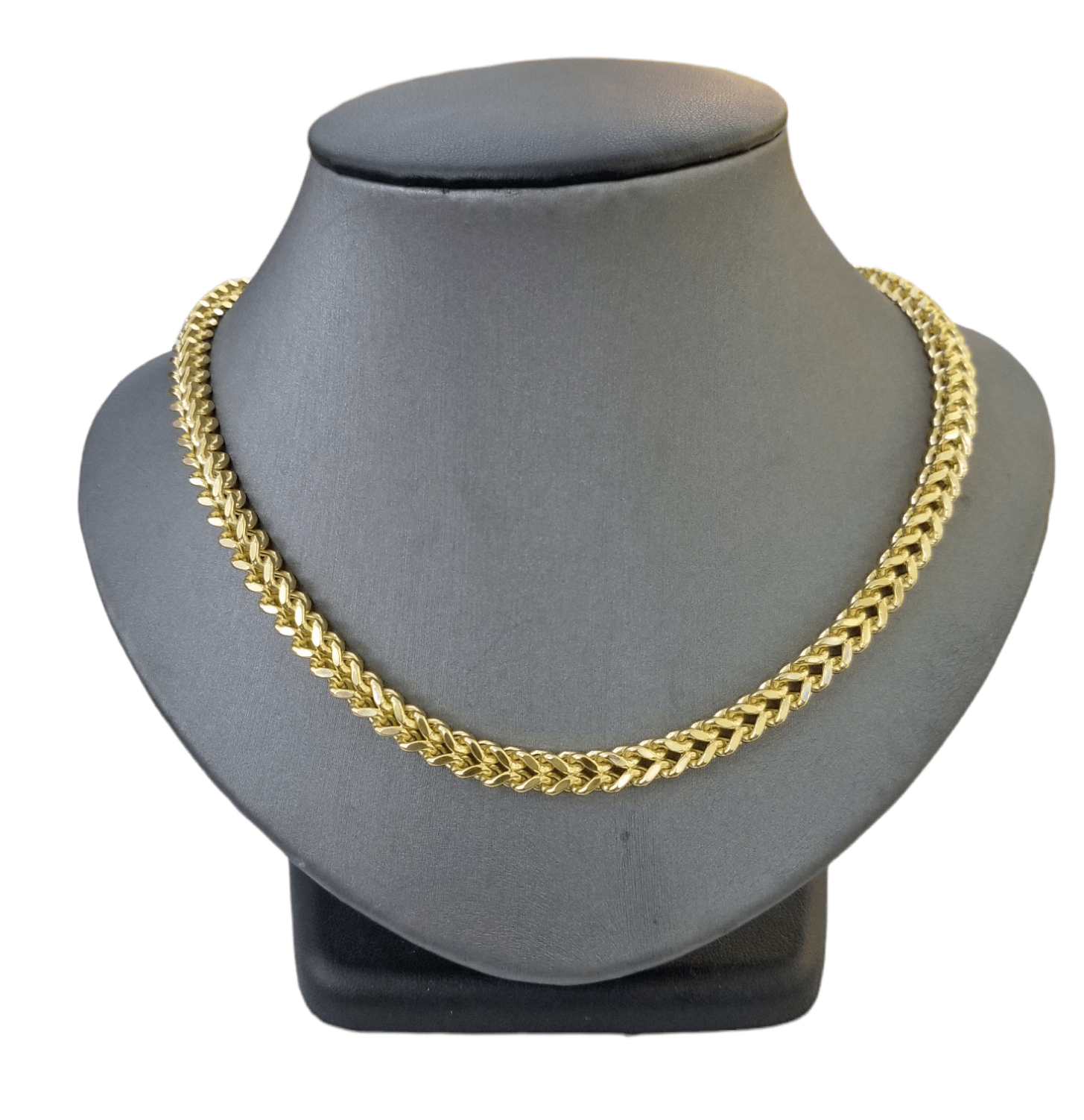 10k Yellow Gold Franco Chain 22 24 26 28" Inch Real Gold 7mm Box Necklace - GoldenlinQ