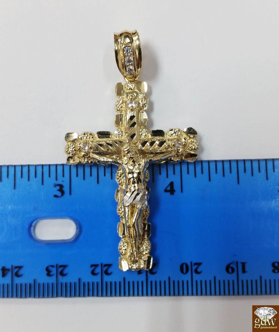 10k Yellow Gold Franco Chain Necklace Cross pendant charm 22" 24" 26" - GoldenlinQ