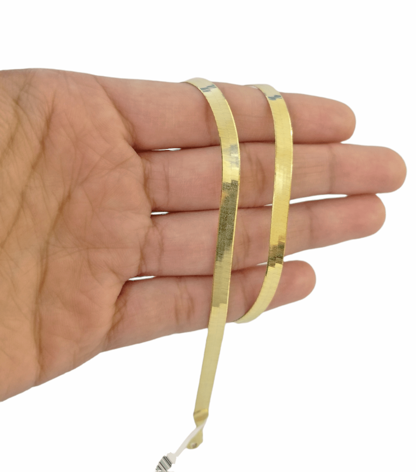 10K Yellow Gold Herringbone Chain Necklace 20 Inch 5mm Lobster lock Real 10kt - GoldenlinQ