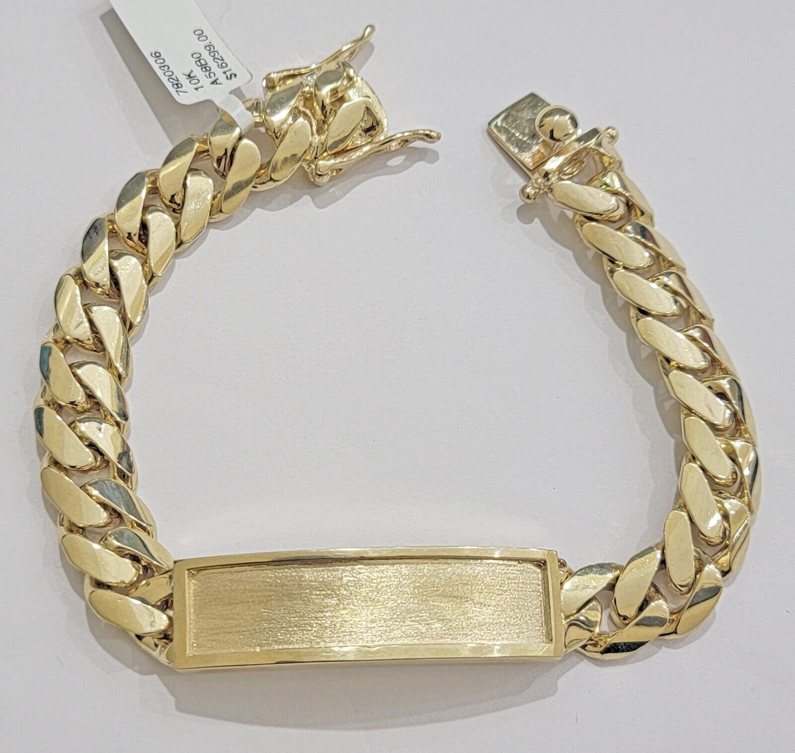 10k Yellow Gold ID Bracelet Miami Cuban Solid link 12mm Name Plate 8.5" Box Lock - GoldenlinQ