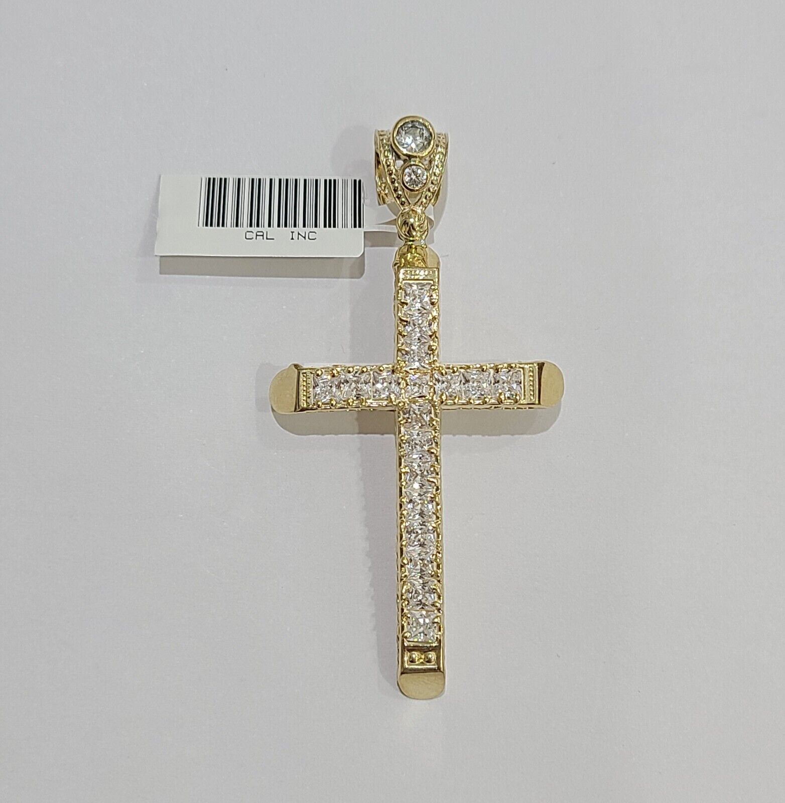 10k Yellow Gold Jesus Cross Charm Pendant 10 KT 2.5" Inch Religious Charm Real - GoldenlinQ