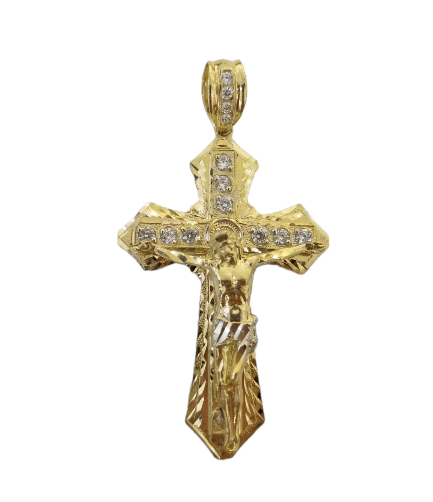 10K Yellow Gold Jesus Cross Charm Pendant Religion Real 10kt - GoldenlinQ