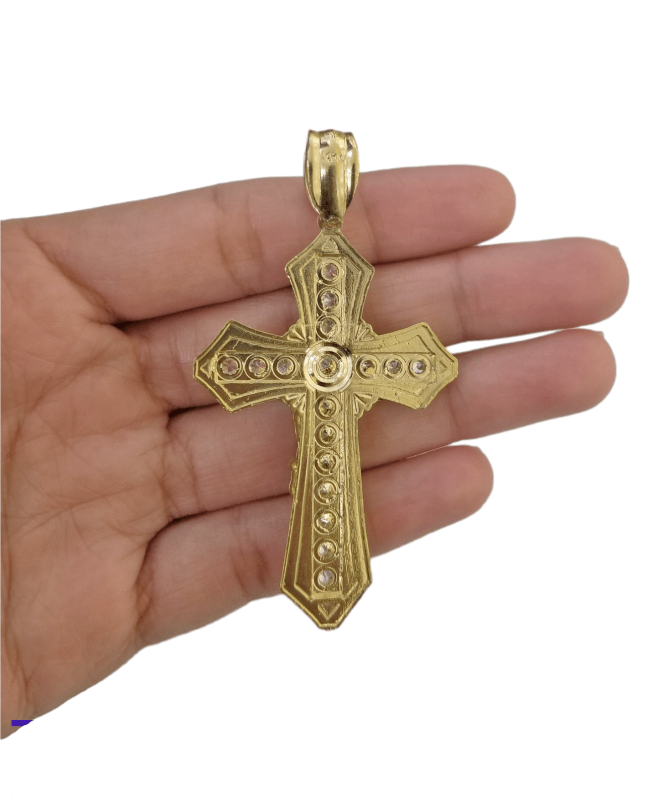 10K Yellow Gold Jesus Cross Charm Pendant Religion Real 10kt - GoldenlinQ