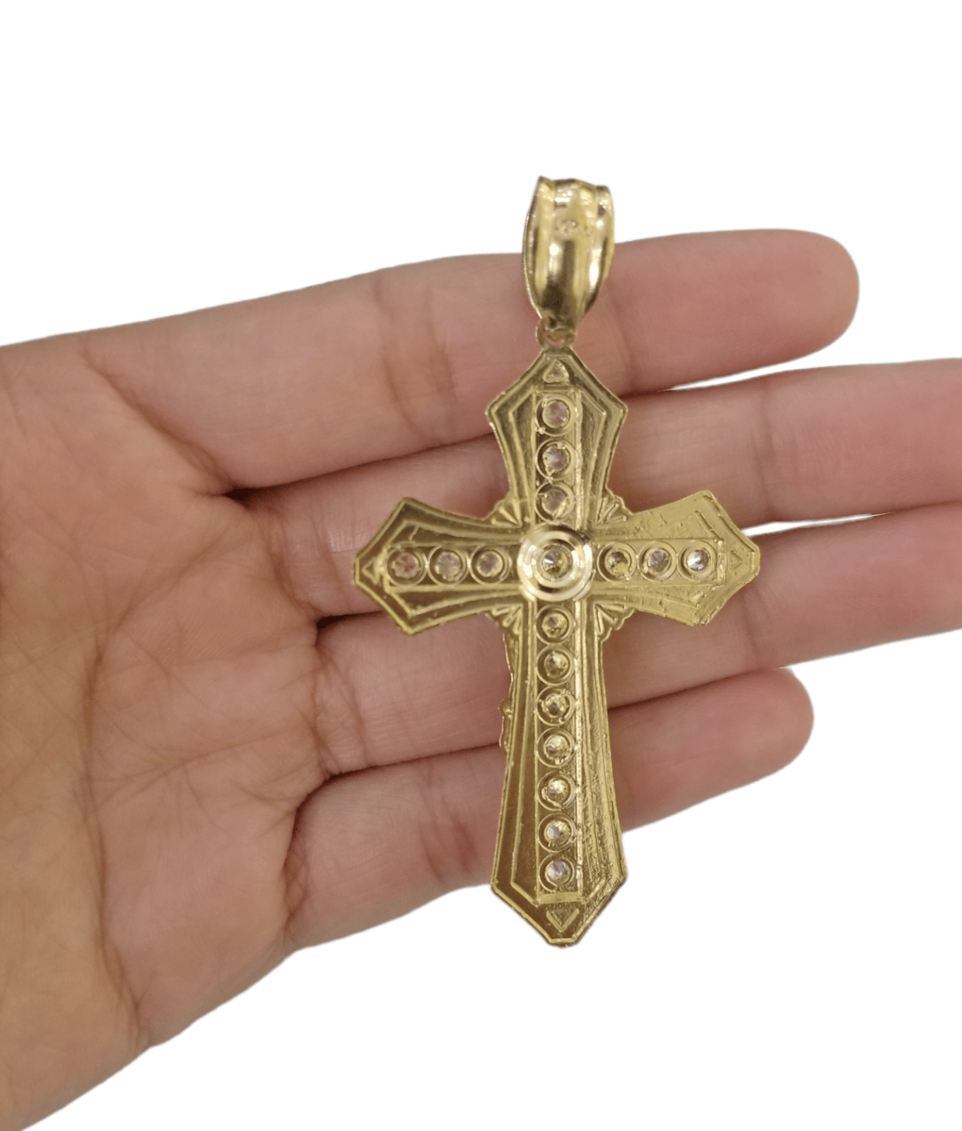 10K Yellow Gold Jesus Cross Pendent 5mm 20" 22"24"26"28" Inch Miami Cuban Chain - GoldenlinQ