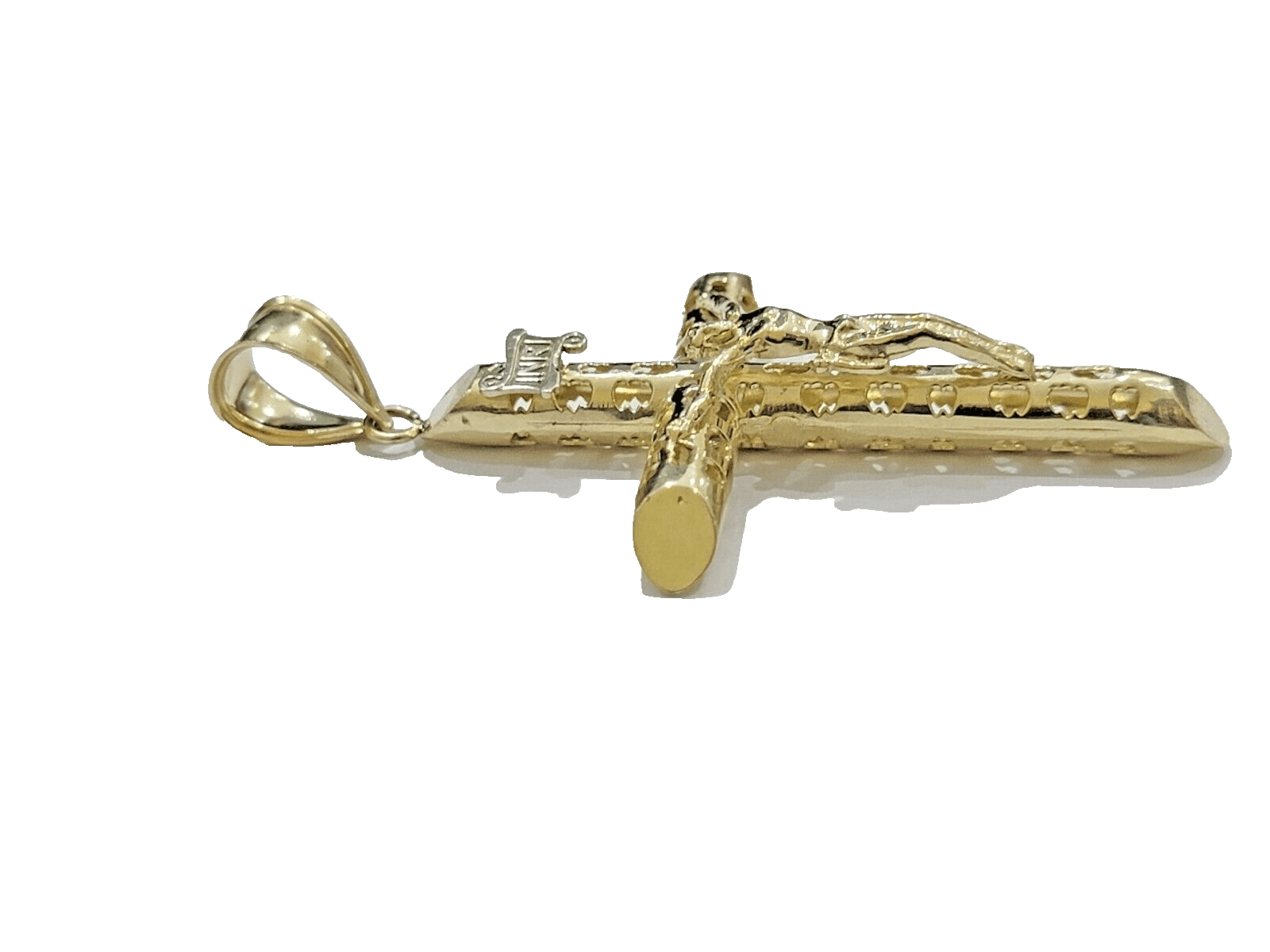 10k Yellow Gold Jesus Crucifix Cross Charm Pendant 2.5'' Inch Real 10kt SALE Men - GoldenlinQ