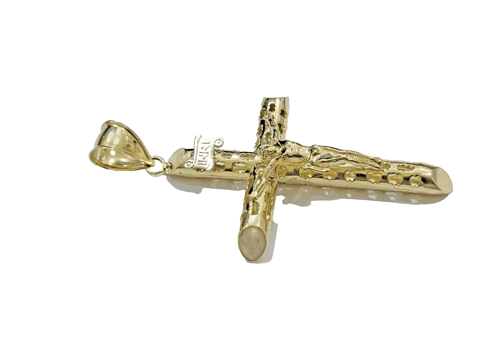 10k Yellow Gold Jesus Crucifix Cross Charm Pendant 2.5'' Inch Real 10kt SALE Men - GoldenlinQ