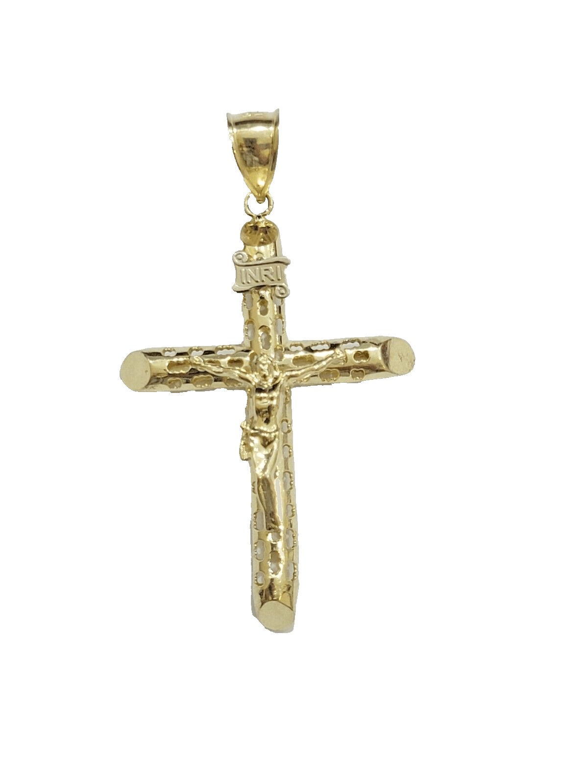 10k Yellow Gold Jesus Crucifix Cross Charm Pendant 2.5'' Inch Real 10kt SALE Men - GoldenlinQ