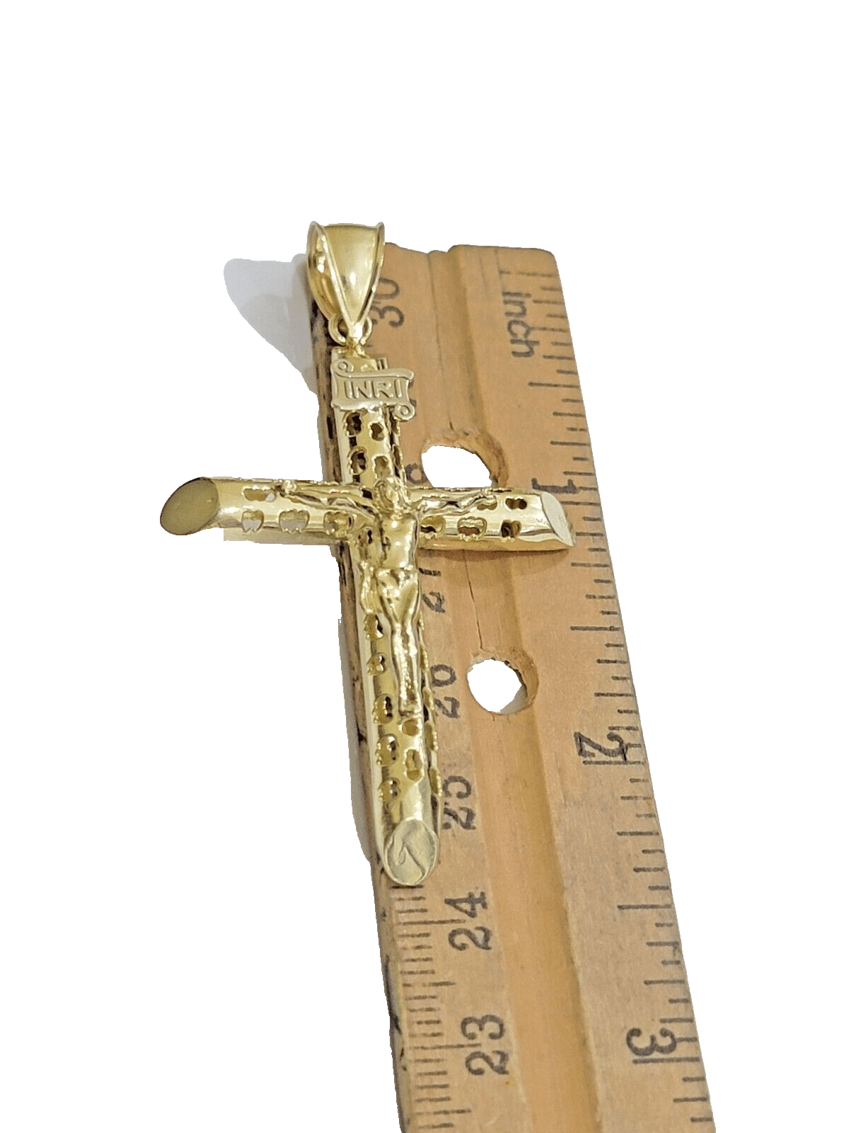 10k Yellow Gold Jesus Crucifix Cross Charm Pendant 2.5'' Inch Real 10kt SALE Men - GoldenlinQ