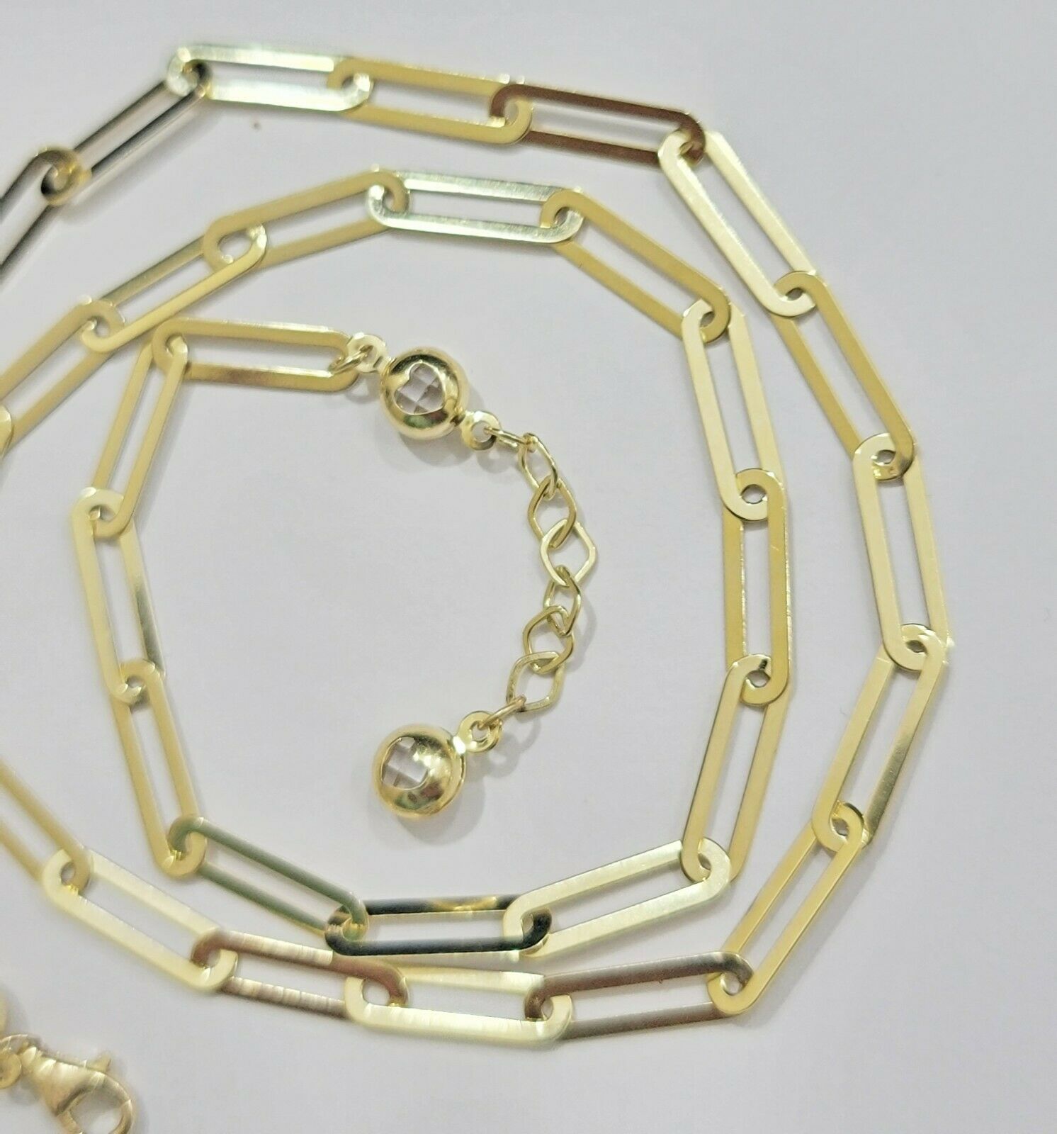 10k Yellow Gold Ladies Paperclip Chain necklace 4mm all size, REAL 10kt ,women - GoldenlinQ