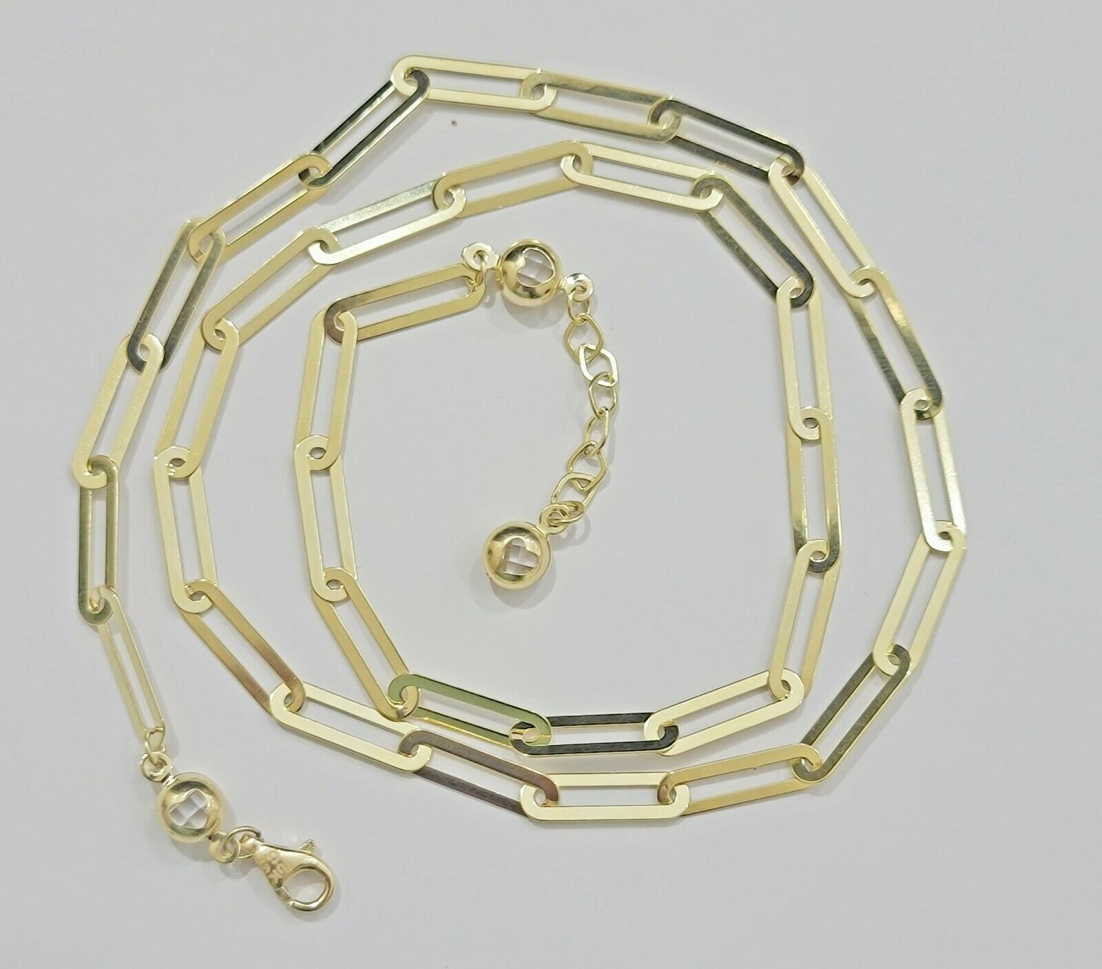 10k Yellow Gold Ladies Paperclip Chain necklace 4mm all size, REAL 10kt ,women - GoldenlinQ
