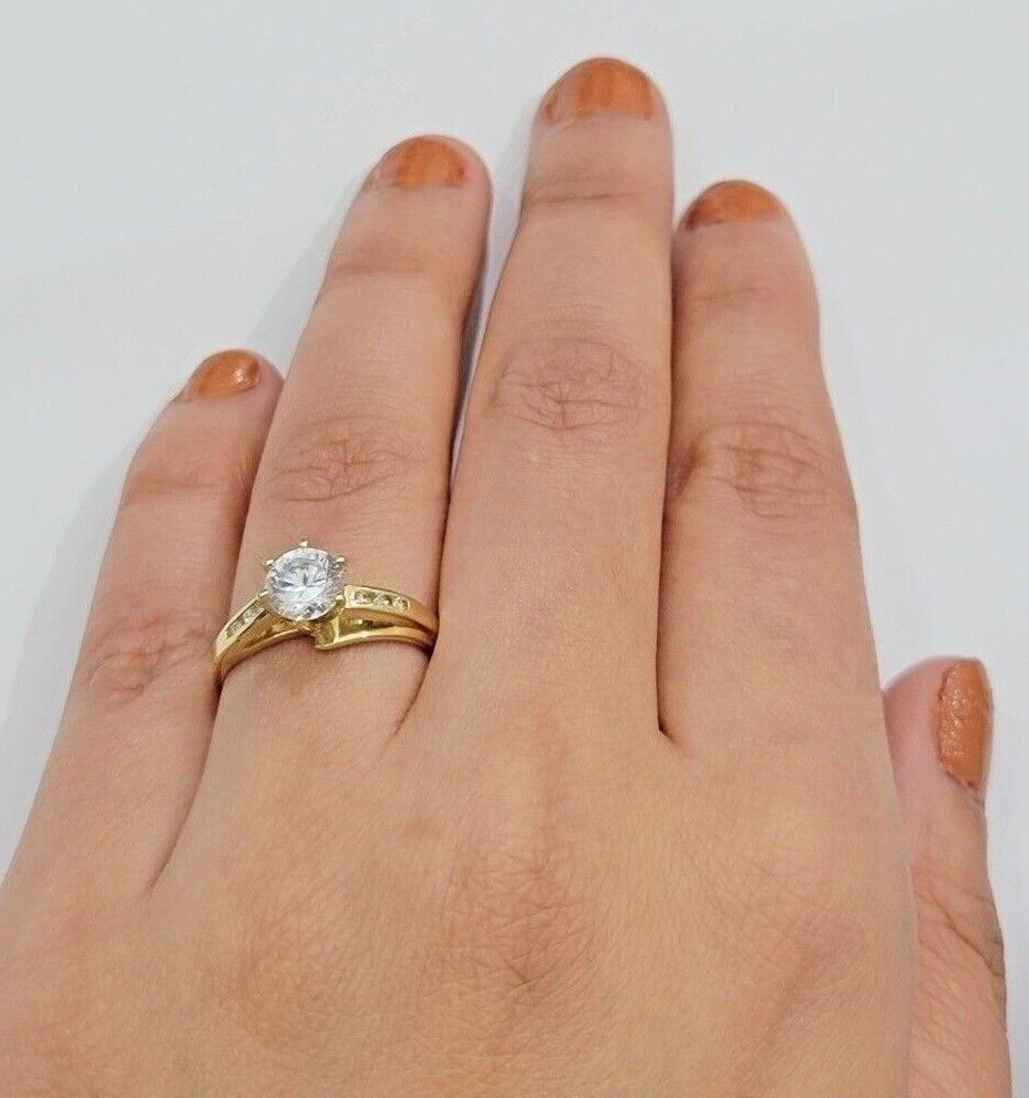 10k Yellow Gold Ladies Ring Wedding Band Engagement Round New Casual Style SALE - GoldenlinQ