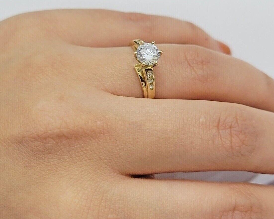 10k Yellow Gold Ladies Ring Wedding Band Engagement Round New Casual Style SALE - GoldenlinQ