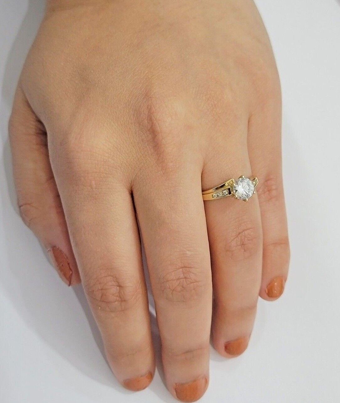 10k Yellow Gold Ladies Ring Wedding Band Engagement Round New Casual Style SALE - GoldenlinQ