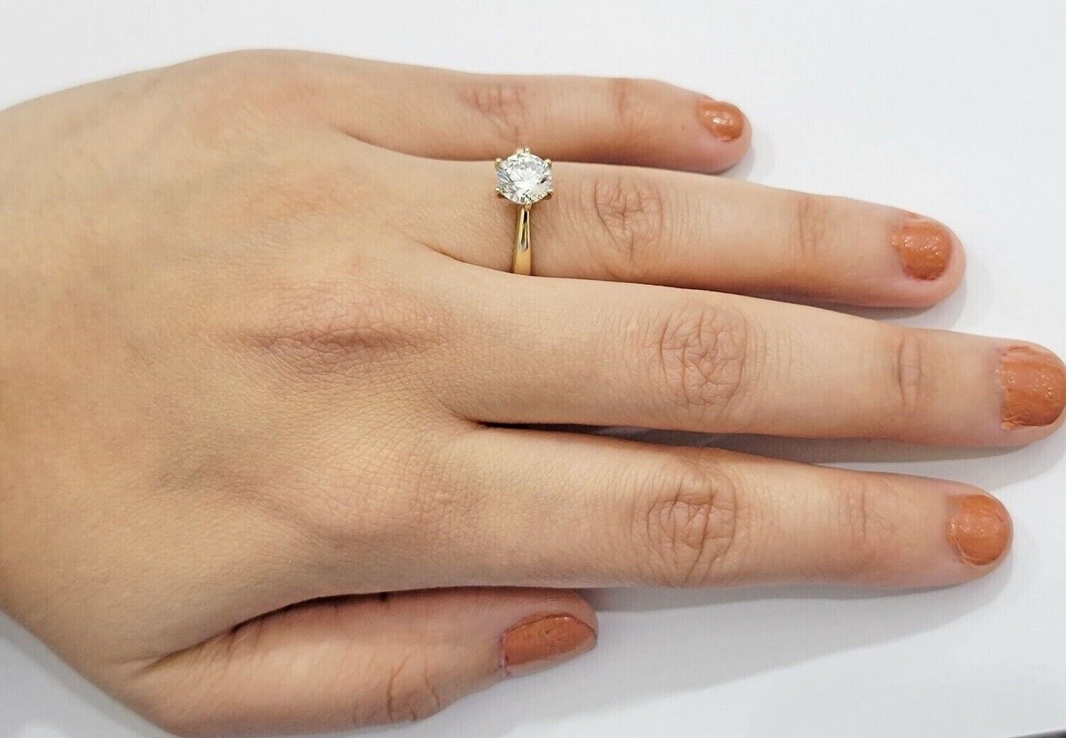 10k Yellow Gold Ladies Solitaire Ring For Womens Casual Band SALE Real Brand New - GoldenlinQ