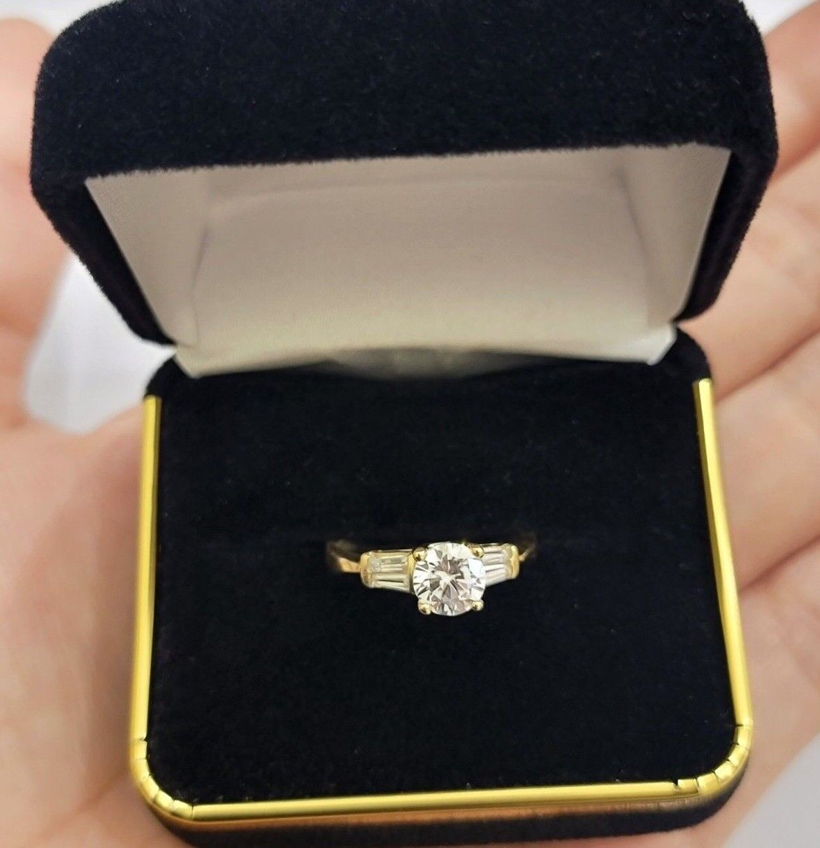 10k Yellow Gold Ladies Solitaire Ring For Womens Casual Band SALE Real Brand New - GoldenlinQ