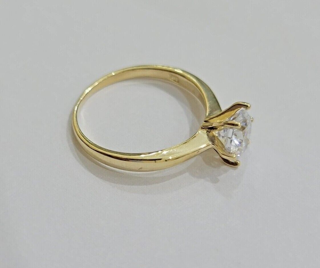 10k Yellow Gold Ladies Solitaire Ring For Womens Casual Band SALE Real Brand New - GoldenlinQ