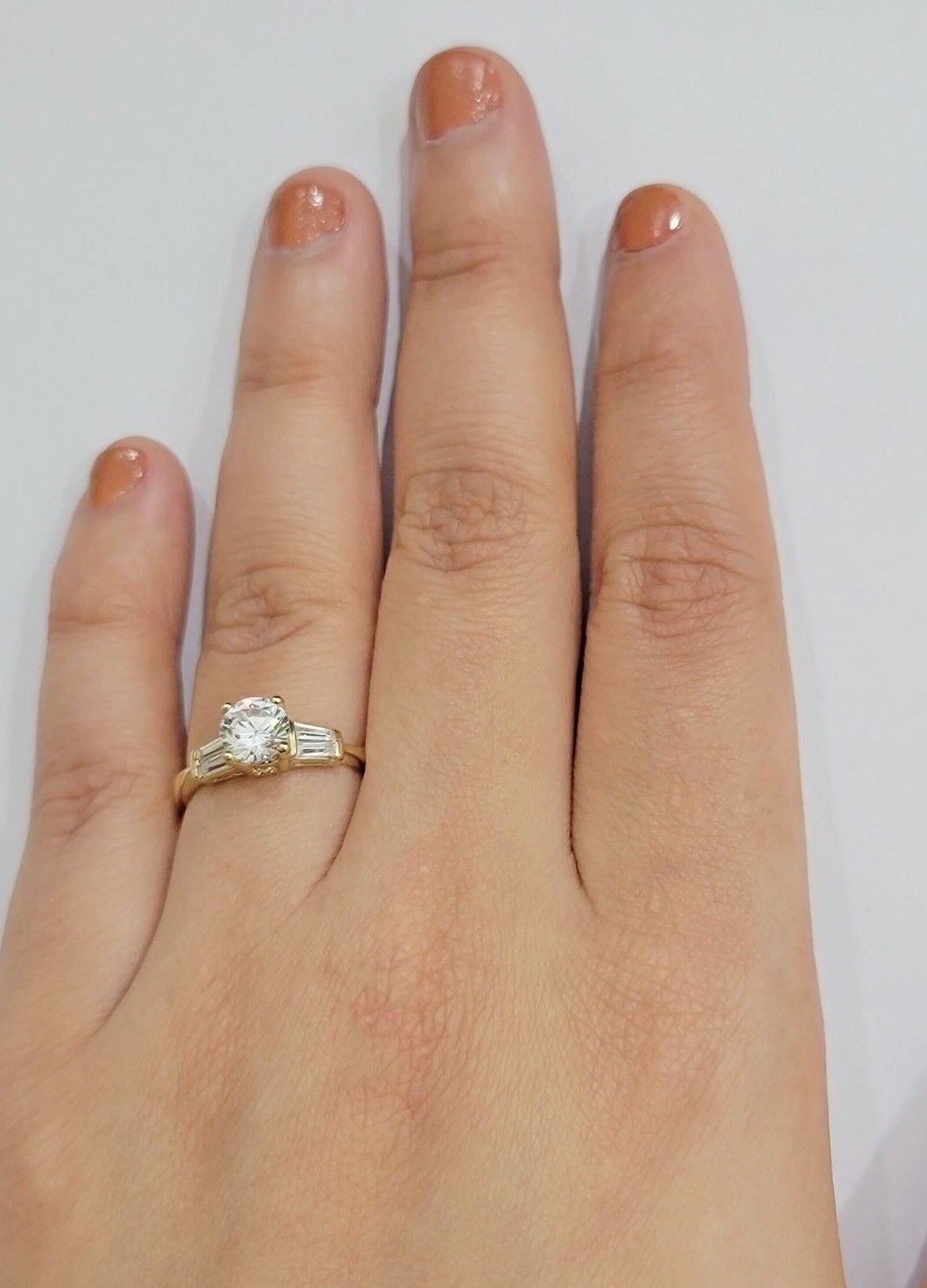 10k Yellow Gold Ladies Solitaire Ring For Womens Casual Band SALE Real Brand New - GoldenlinQ