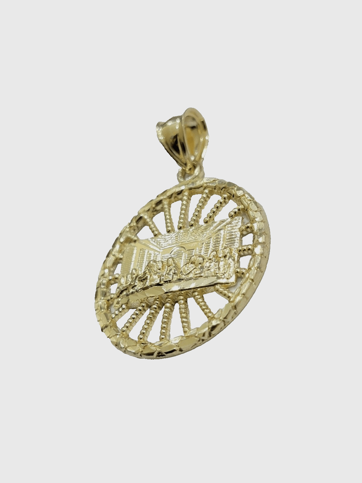 10k Yellow Gold Last Supper Charm Miami Cuban Chain 18'' 10kt Pendant Necklace - GoldenlinQ