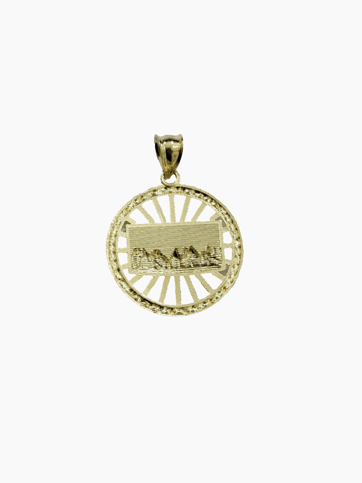 10k Yellow Gold Last Supper Charm Rope Chain 22'' 10kt Circle Pendant Necklace - GoldenlinQ