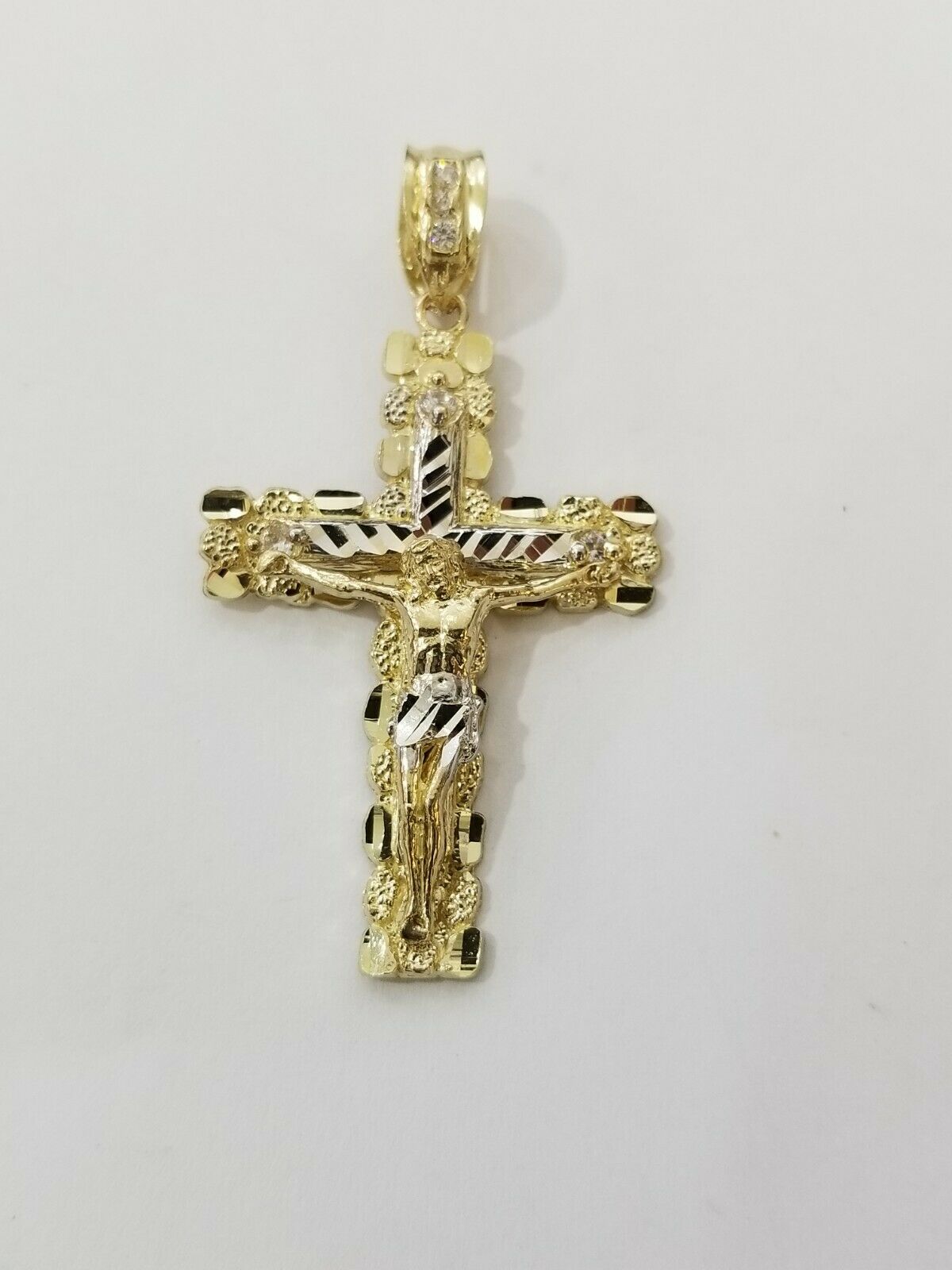 10k Yellow Gold Link Chain Pendant 5mm 18" - 28" Miami Cuban Necklace Cross Charm - GoldenlinQ