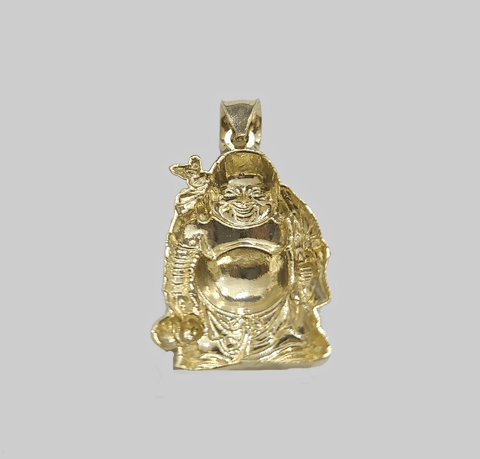 10k Yellow Gold Lucky Laughing Buddha Charm Religious Pendant Smiling - GoldenlinQ