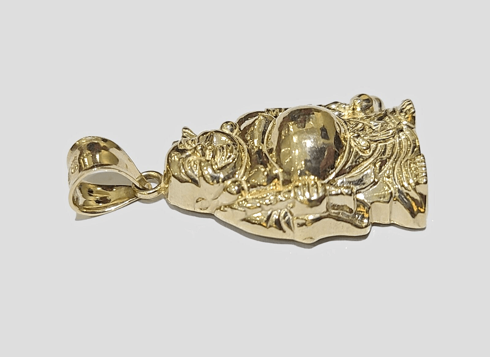 10k Yellow Gold Lucky Laughing Buddha Charm Religious Pendant Smiling - GoldenlinQ