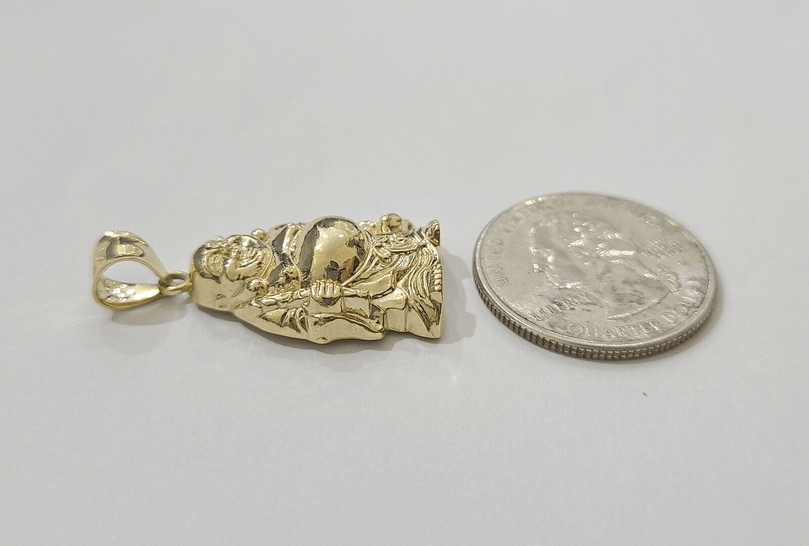 10k Yellow Gold Lucky Laughing Buddha Charm Religious Pendant Smiling - GoldenlinQ