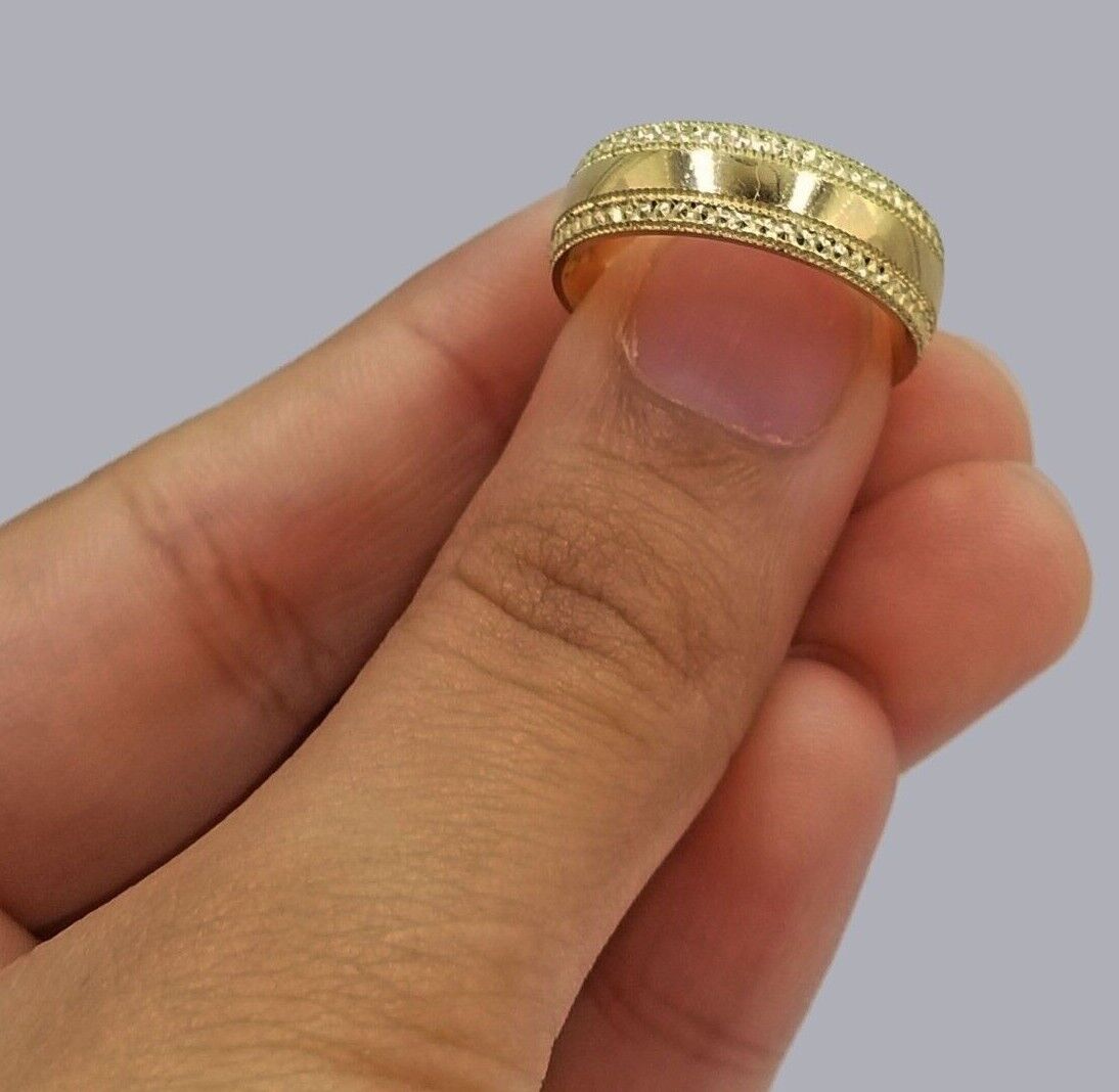 10k Yellow Gold Mens Band Engagement Wedding Ring Real 10kt gold Size 12 - GoldenlinQ
