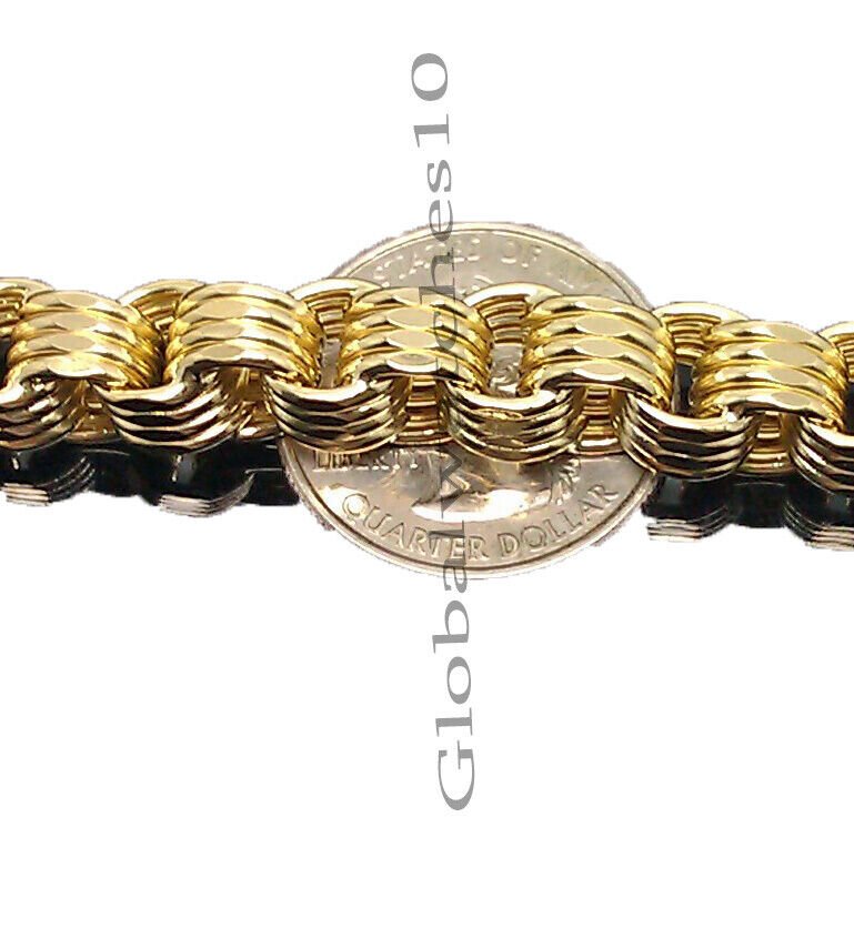 10K Yellow Gold Mens Necklace Byzantine Chain 28" Inch 10MM - GoldenlinQ