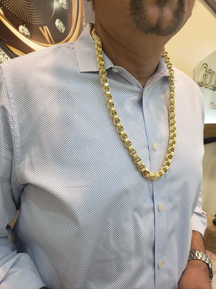 10K Yellow Gold Mens Necklace Byzantine Chain 28" Inch 10MM - GoldenlinQ