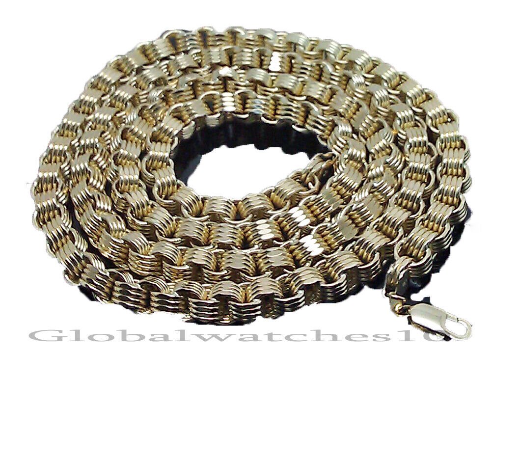 10K Yellow Gold Mens Necklace Byzantine Chain 28" Inch 10MM - GoldenlinQ