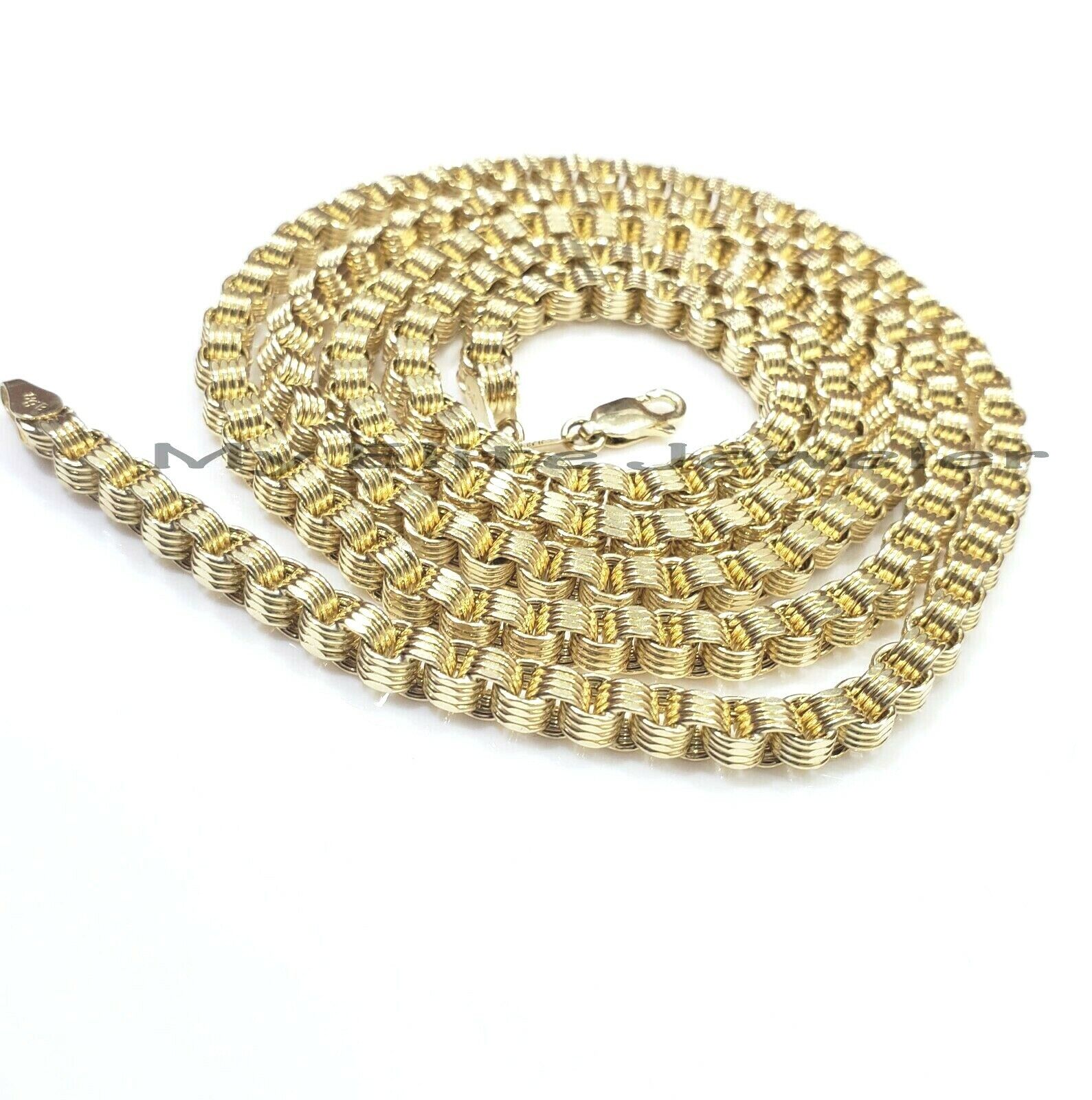 10k Yellow Gold Mens Necklace Byzantine Chain 5mm 18 Inch Choker Male REAL 10KT - GoldenlinQ