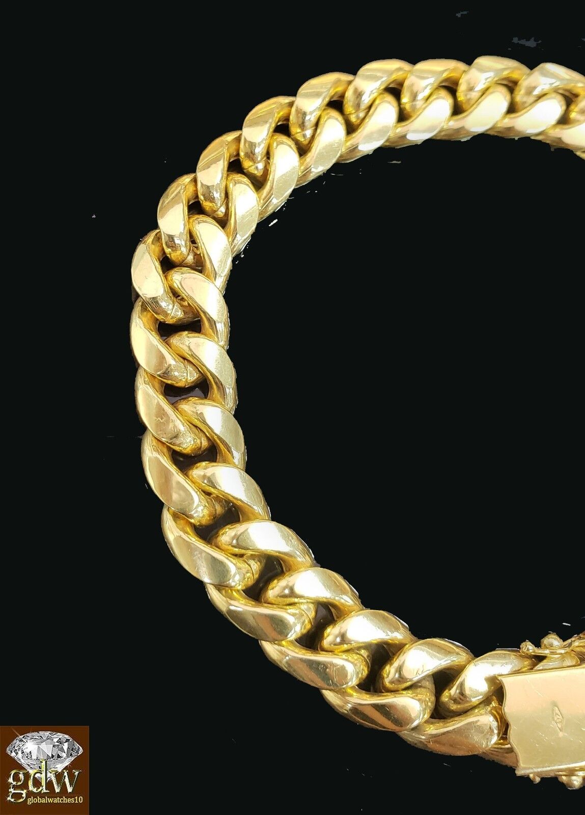 10k Yellow Gold Miami Cuban Bracelet 12mm 8" Box Lock Mens Real 10kt Strong Link - GoldenlinQ