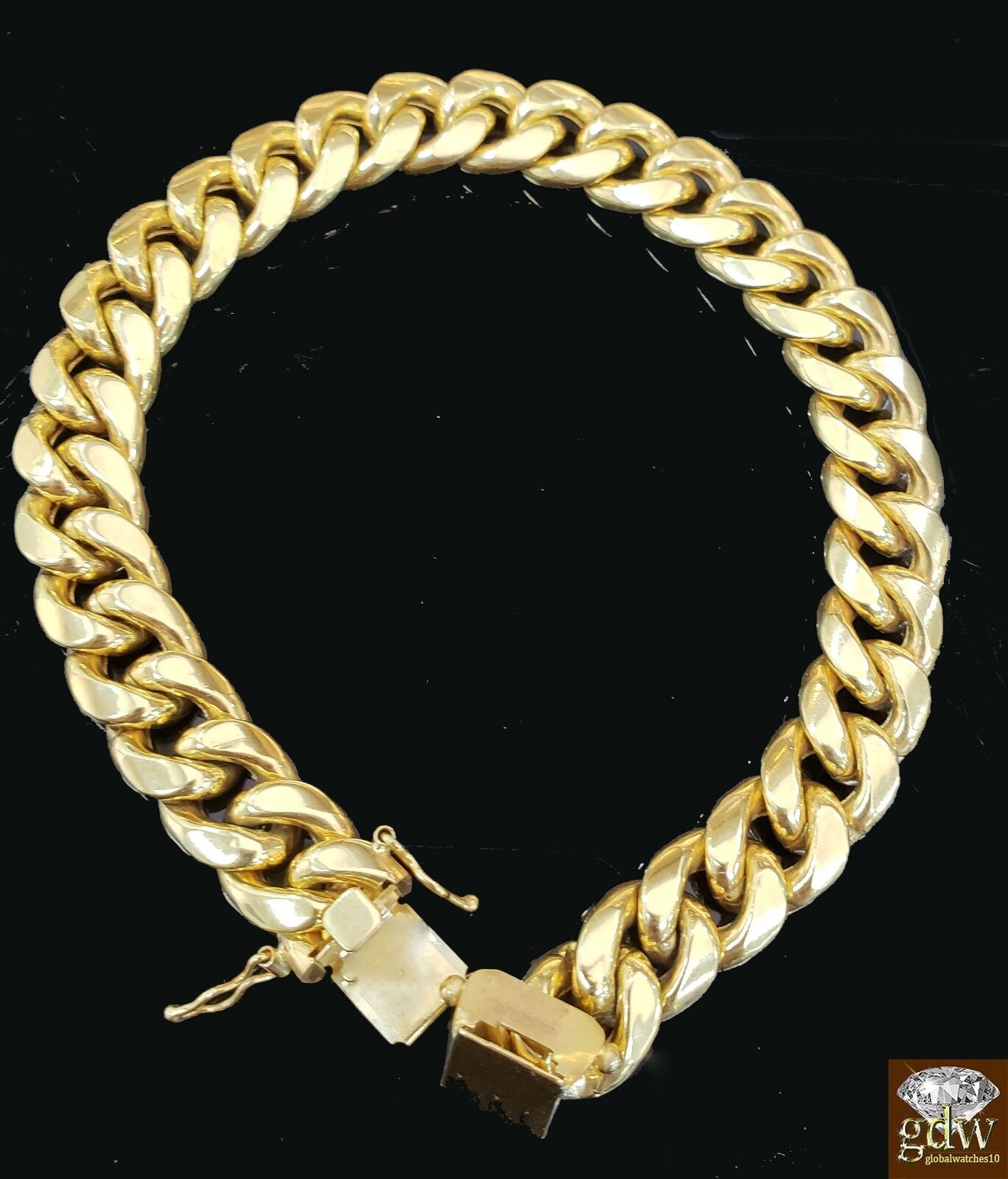 10k Yellow Gold Miami Cuban Bracelet 12mm 8" Box Lock Mens Real 10kt Strong Link - GoldenlinQ