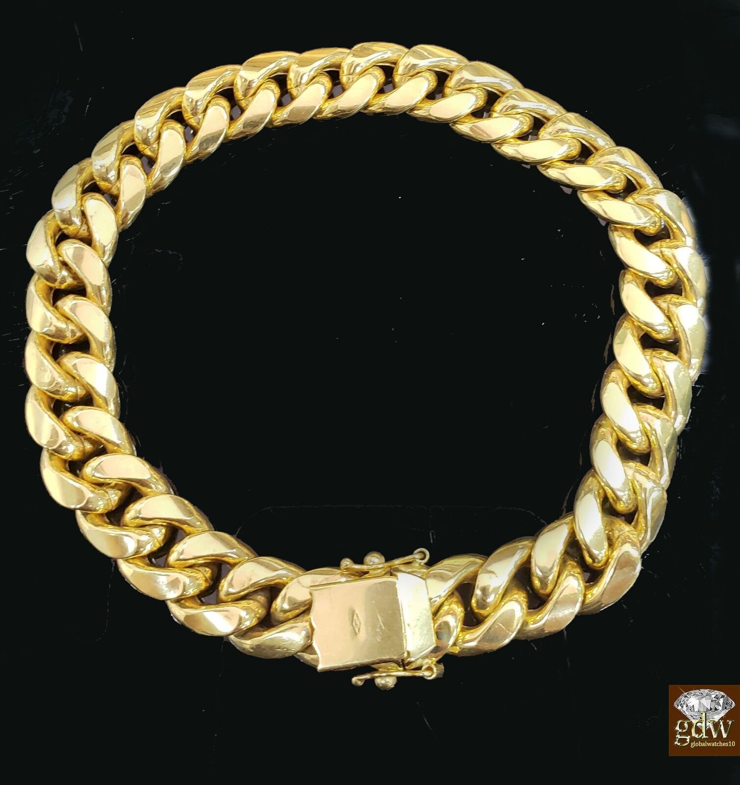 10k Yellow Gold Miami Cuban Bracelet 12mm 8" Box Lock Mens Real 10kt Strong Link - GoldenlinQ