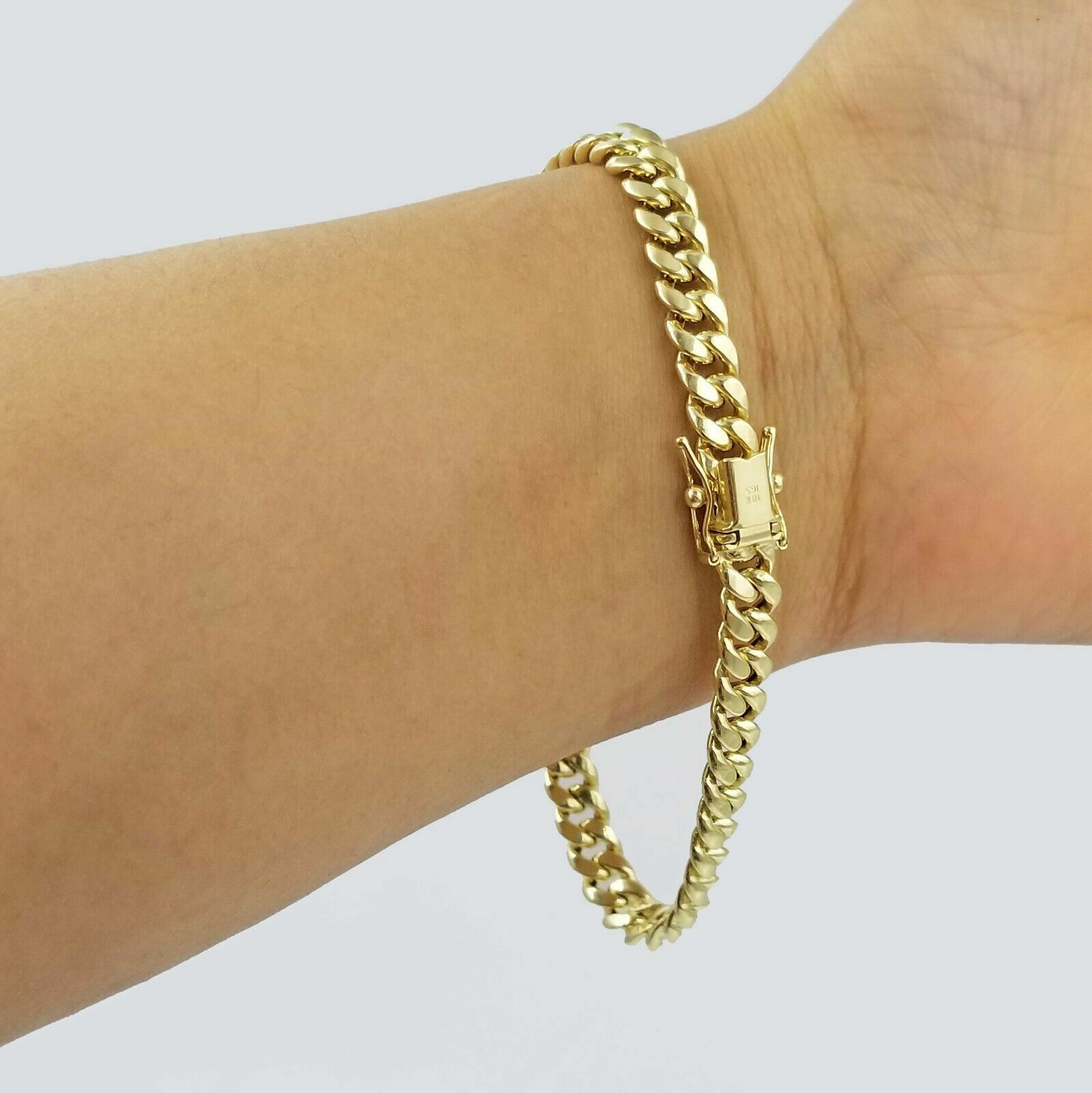 10k Yellow Gold Miami Cuban Bracelet Real 10kt Gold 6mm Link 7 inch Men Women - GoldenlinQ
