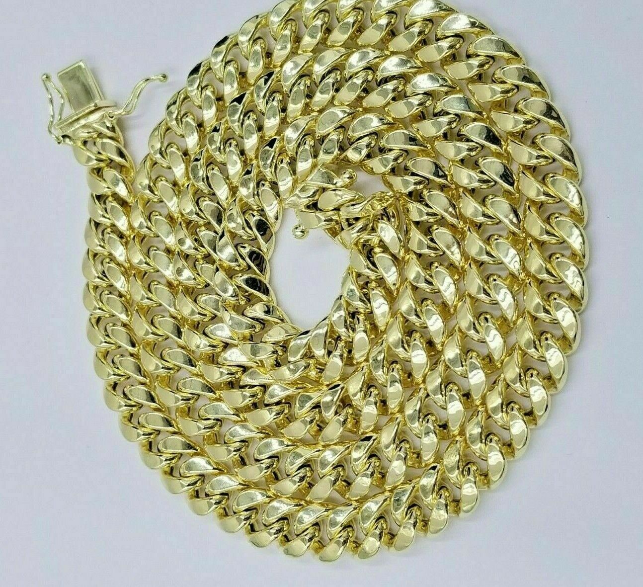 10k Yellow Gold Miami Cuban Chain 24" 8mm Men Women link REAL 10kt Necklace ,Box - GoldenlinQ