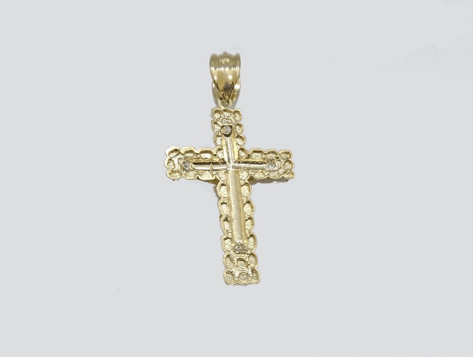 10k Yellow Gold Miami Cuban Chain 5mm 24" inch Necklace Jesus Cross Charm Real - GoldenlinQ