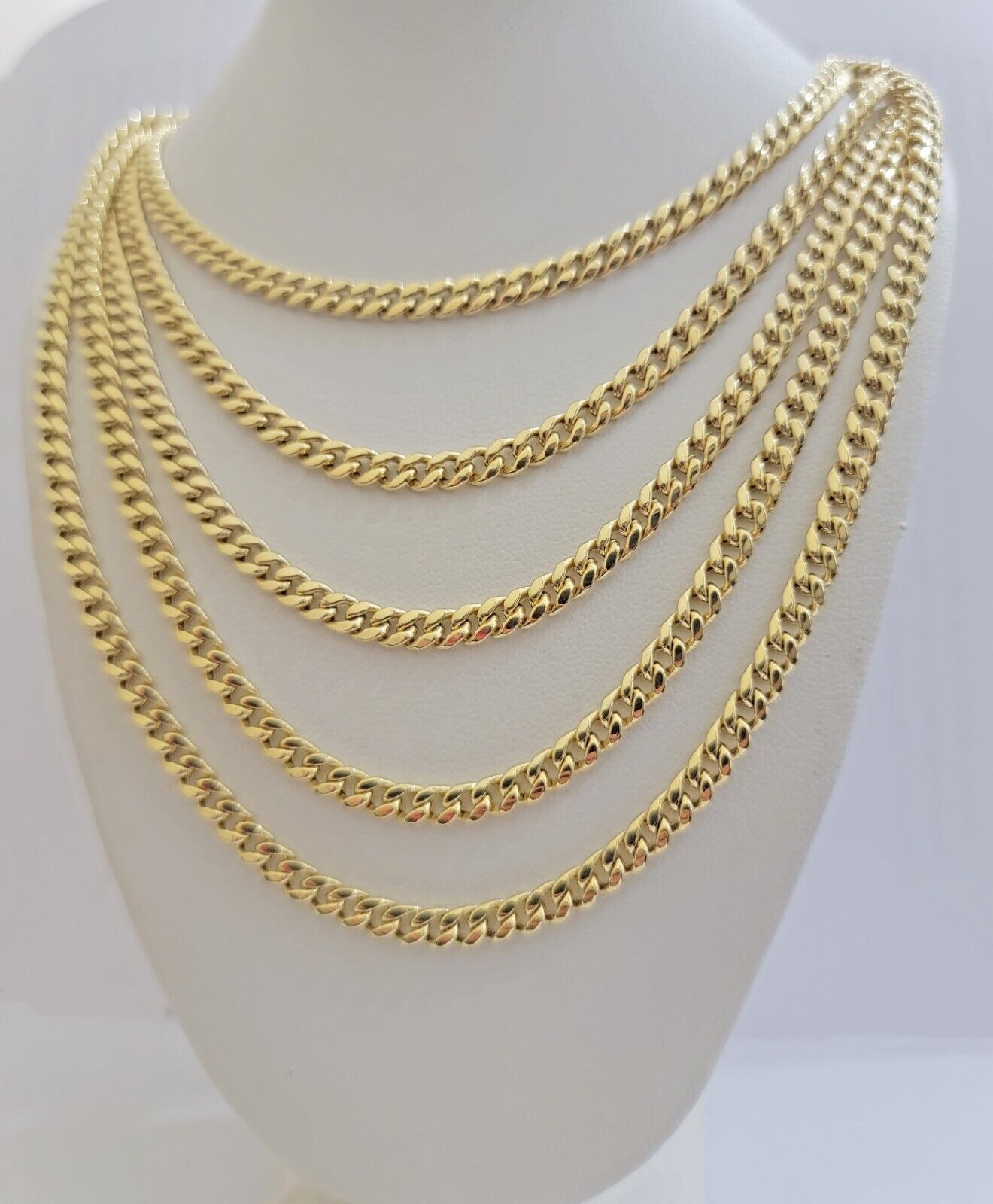 10k Yellow Gold Miami Cuban chain 5mm Necklace 24" Inch Strong 10KT Real Gold - GoldenlinQ