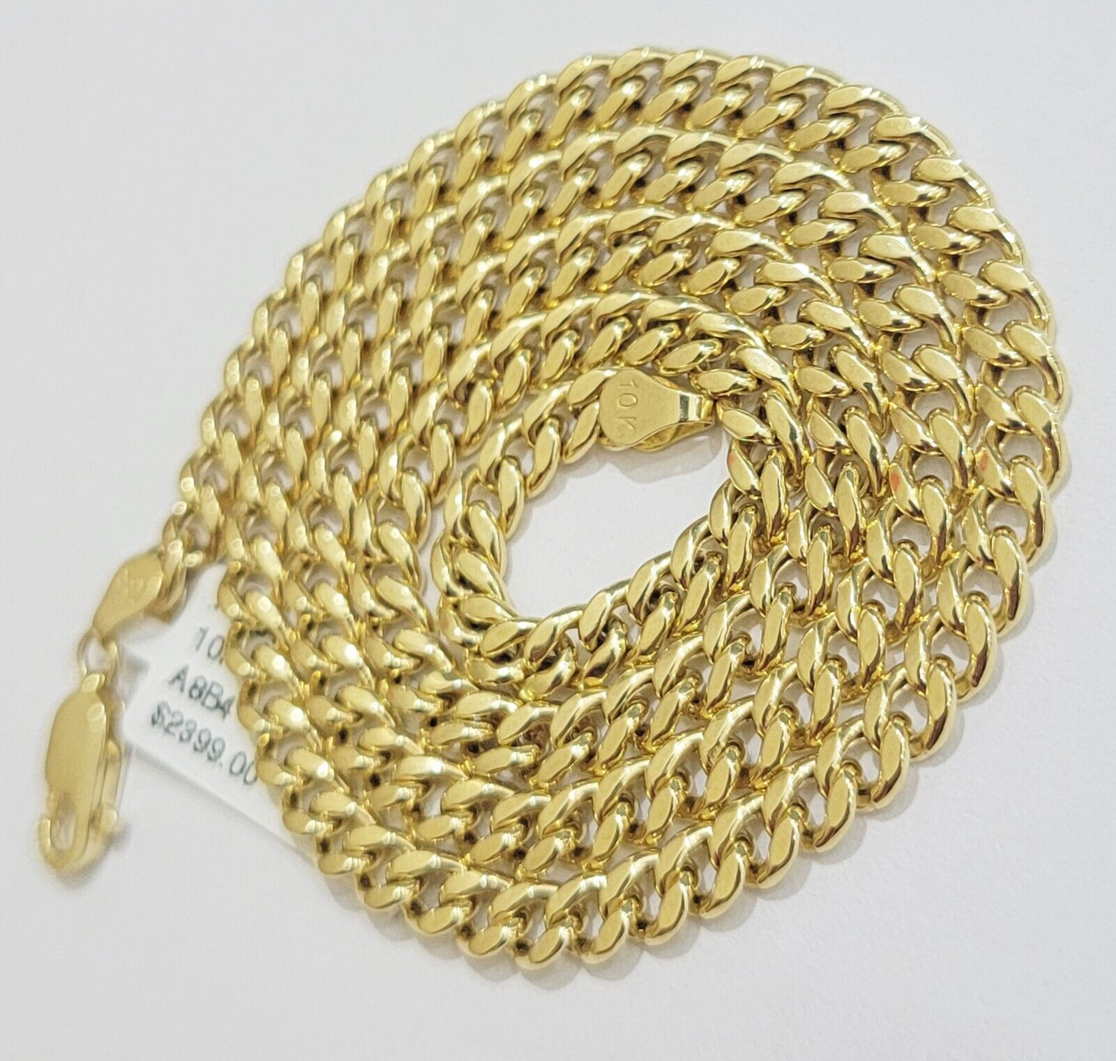 10k Yellow Gold Miami Cuban chain 5mm Necklace 24" Inch Strong 10KT Real Gold - GoldenlinQ