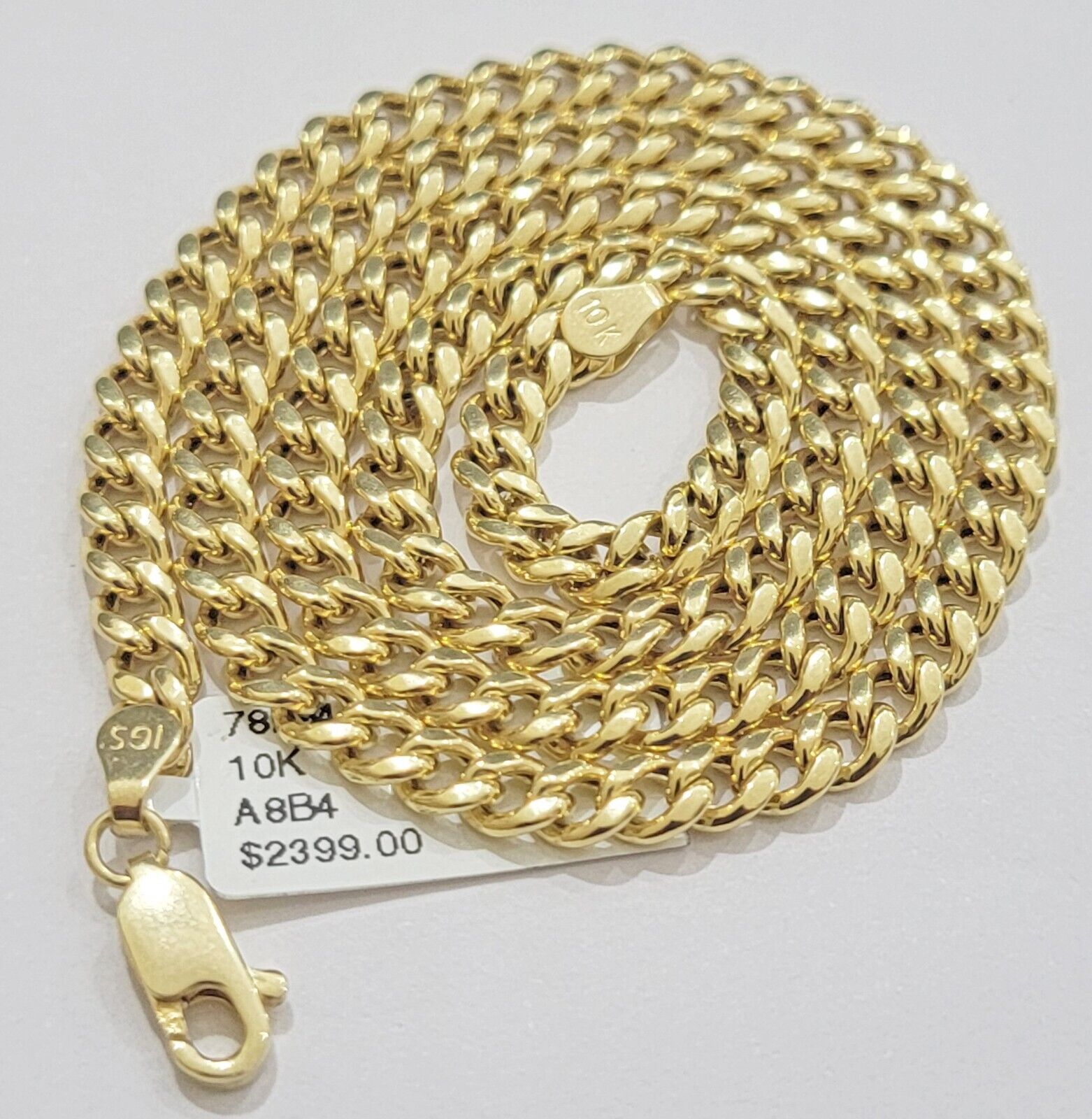10k Yellow Gold Miami Cuban chain 5mm Necklace 24" Inch Strong 10KT Real Gold - GoldenlinQ