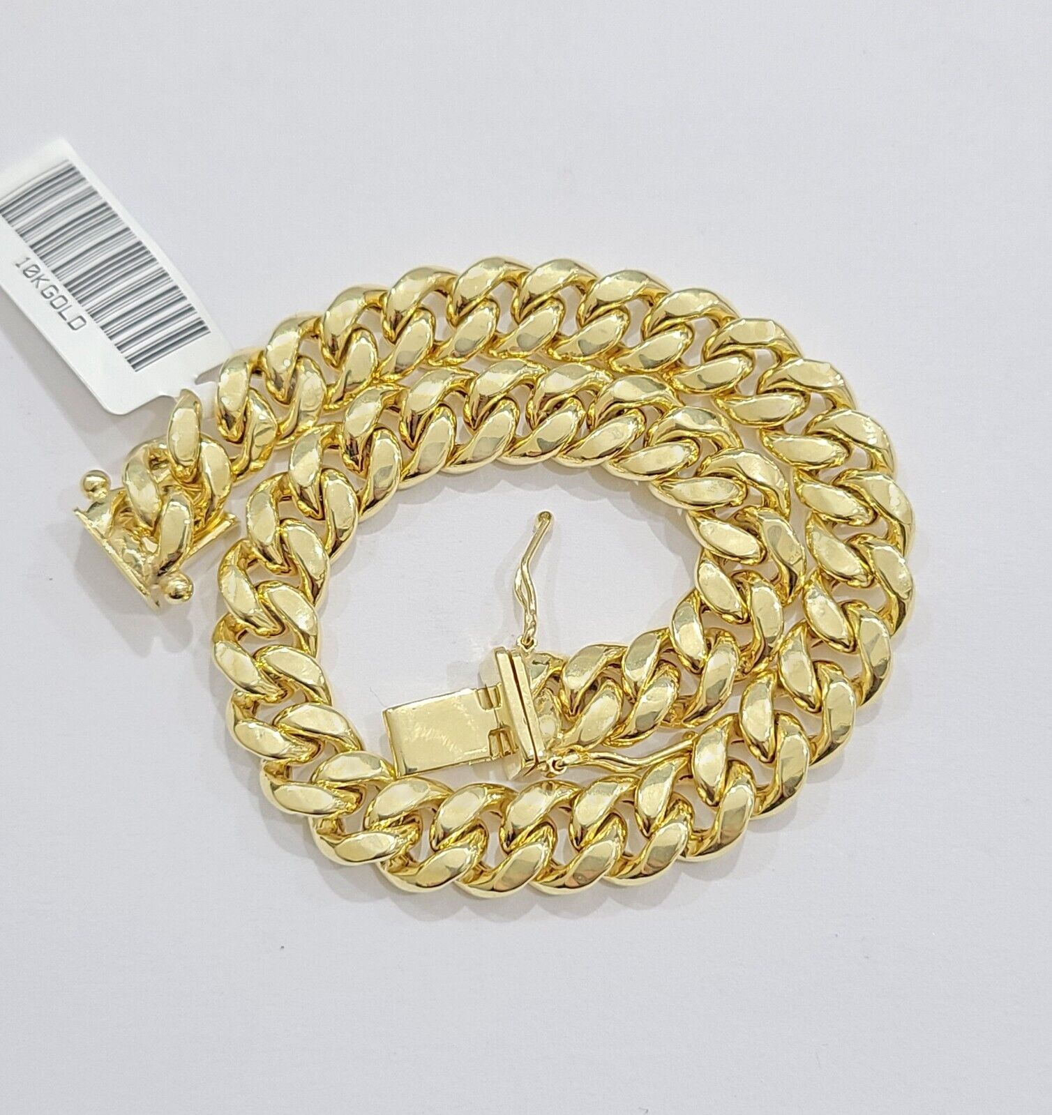 10k Yellow Gold Miami Cuban Link Bracelet 7" inch 8mm Real 10kt For LADIES / WOMEN - GoldenlinQ