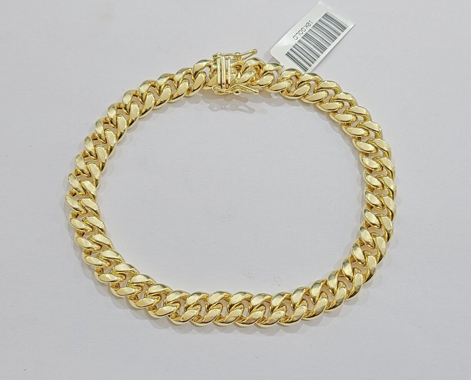 10k Yellow Gold Miami Cuban Link Bracelet 7" inch 8mm Real 10kt Kids and Ladies - GoldenlinQ