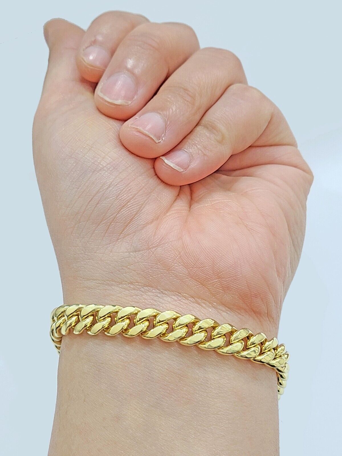 10k Yellow Gold Miami Cuban Link Bracelet 8 inch 8mm Real 10kt Box Lock Men - GoldenlinQ