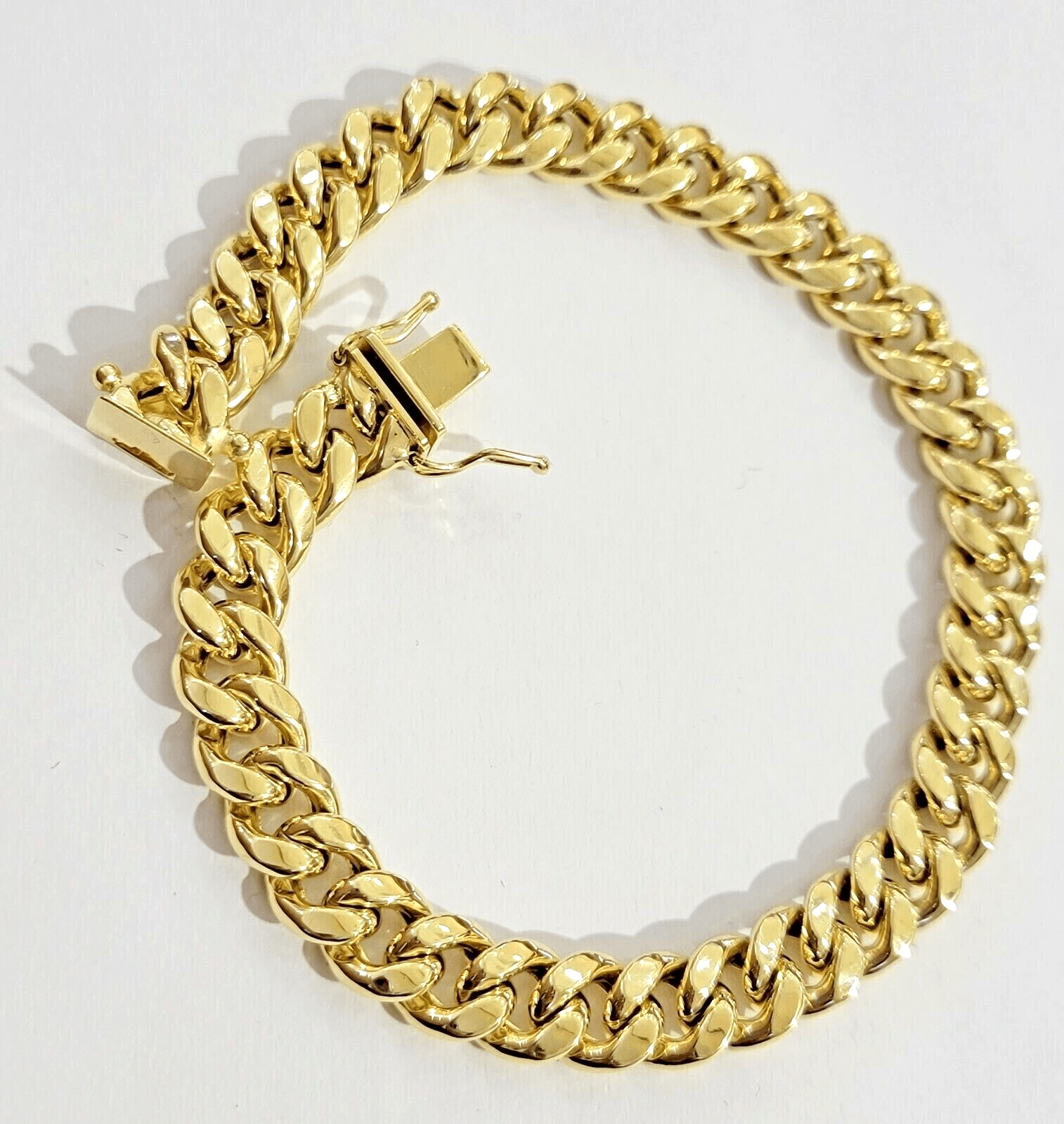 10k Yellow Gold Miami Cuban Link Bracelet 8.5" inch 9mm Real 10kt Box Lock - GoldenlinQ