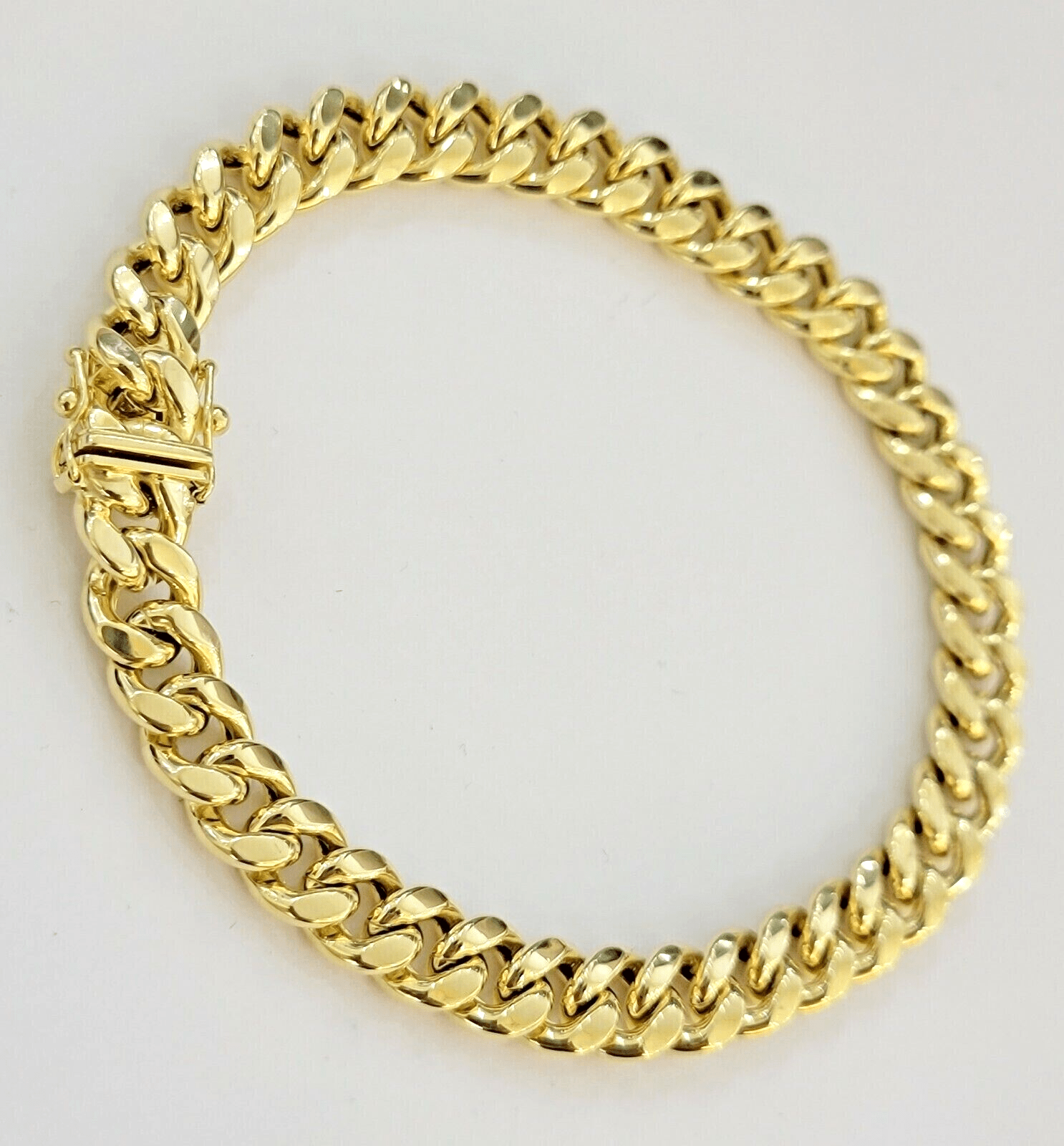 10k Yellow Gold Miami Cuban Link Bracelet 8.5" inch 9mm Real 10kt Box Lock - GoldenlinQ