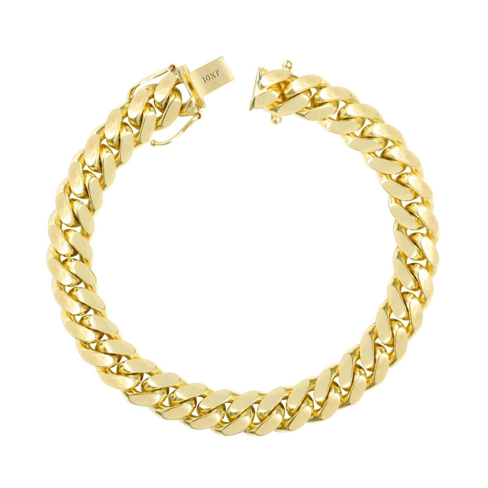 10k Yellow Gold Miami Cuban Link Bracelet 8.5" inch 9mm Real 10kt Box Lock - GoldenlinQ