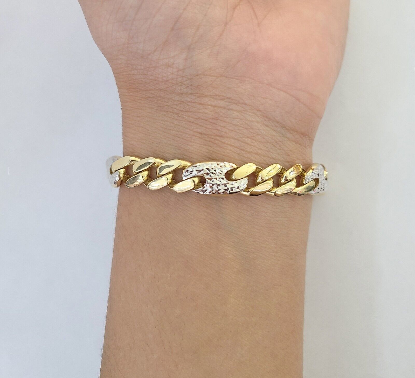10k Yellow Gold Miami Cuban Link Bracelet 8.5 Inch Anchor Mariner 12mm Gold - GoldenlinQ