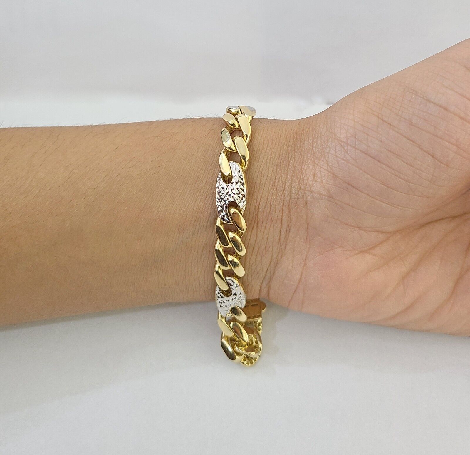 10k Yellow Gold Miami Cuban Link Bracelet 8.5 Inch Anchor Mariner 12mm Gold - GoldenlinQ